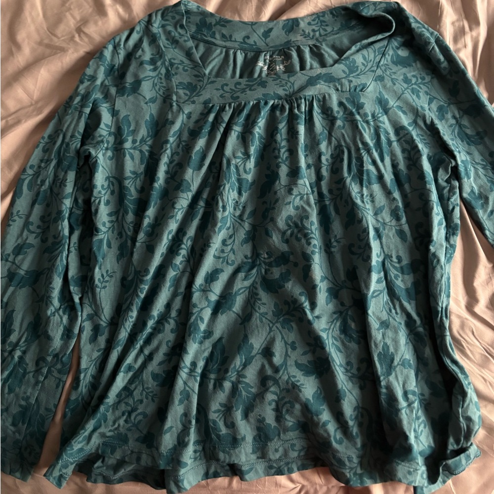 Teal floral shirt long sleeve